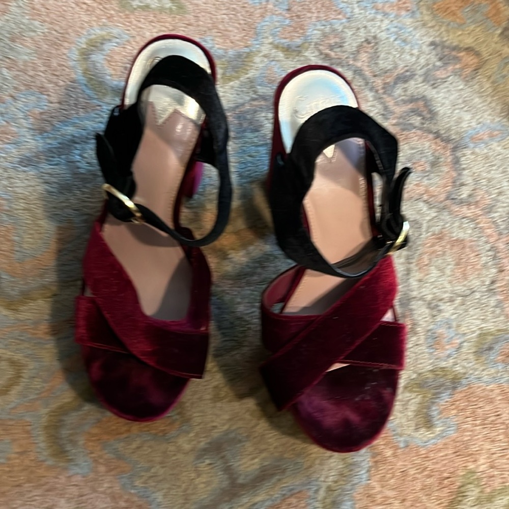 Platform chunky heel velvet sandals, Circus David Edelman, size 9